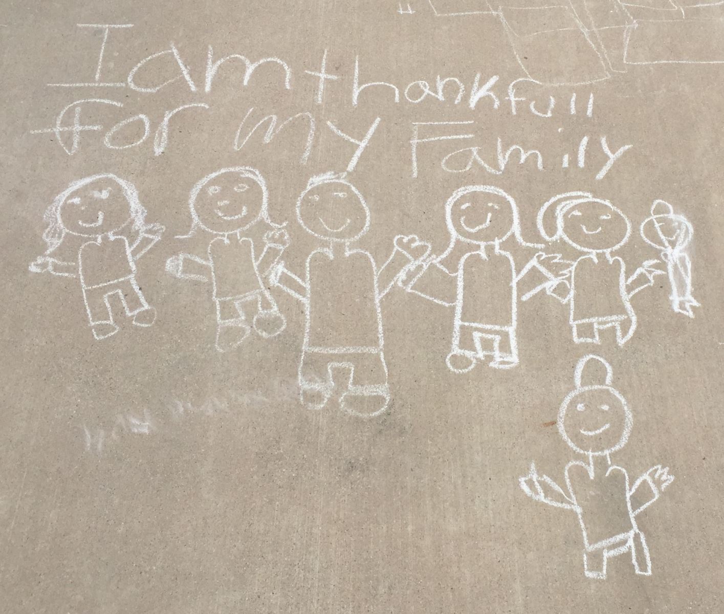 Chalk Drawing of People With Text I Am Thankful For My Family