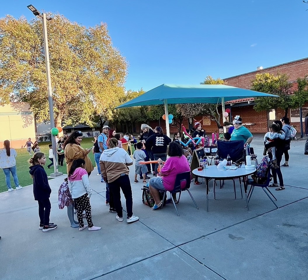 Blenman families gather outside for the celebration